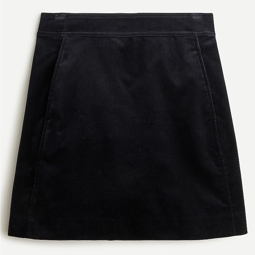 J. Crew Mini skirt in stretch velvet Black